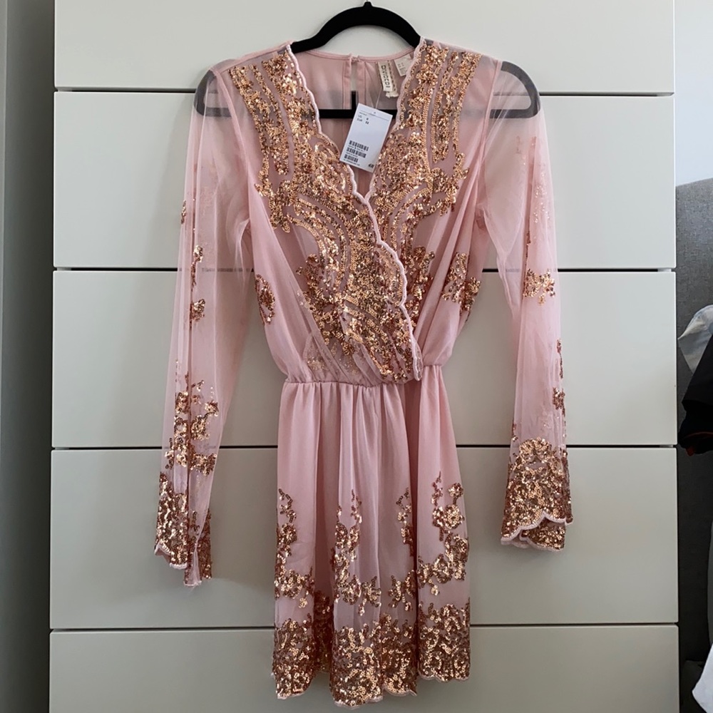 H&M Pink and Gold Sequinned Jumpsuit